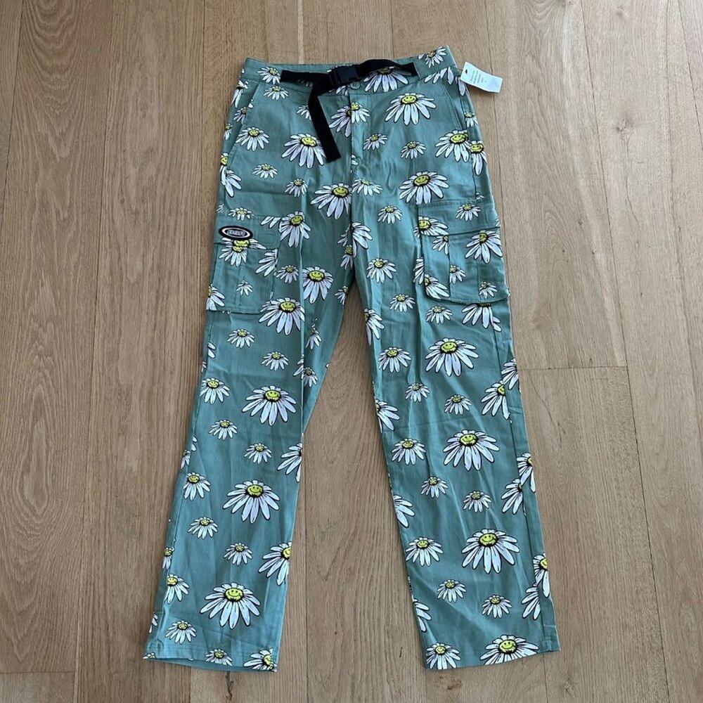 By Samii Ryan Low Rise Daisy Cargo Pants in Sage Green